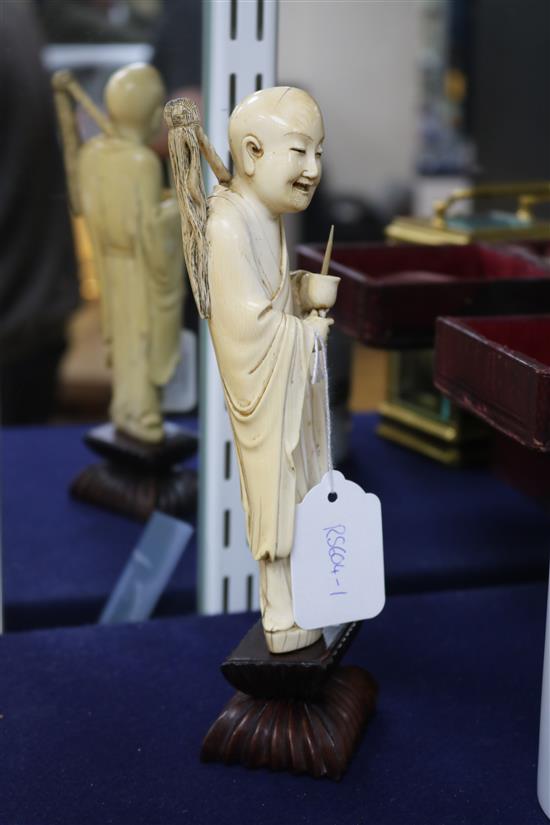 A 19th century Chinese ivory figure of a mohan H.24cm